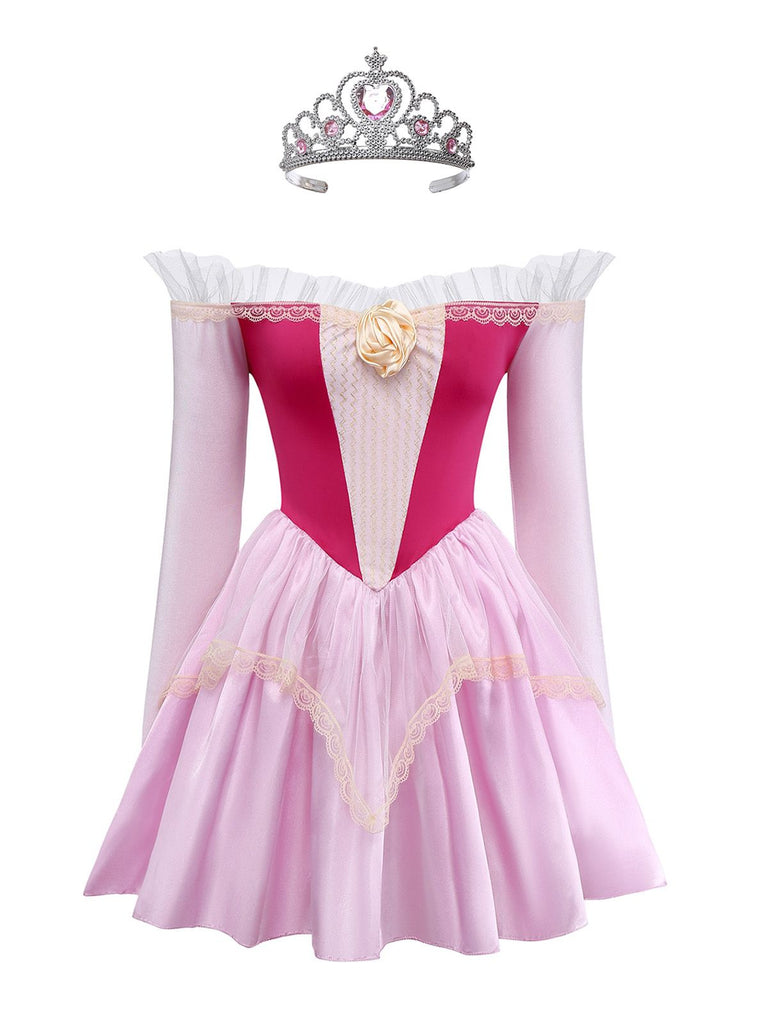 Robe princesse rose en tulle à épaules dénudées style Pinkie Pie des années 1940