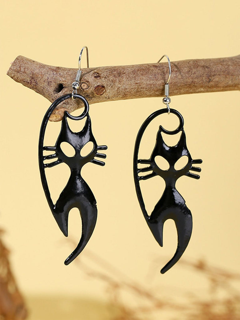 Boucles d'oreilles pendantes chat noir d'Halloween