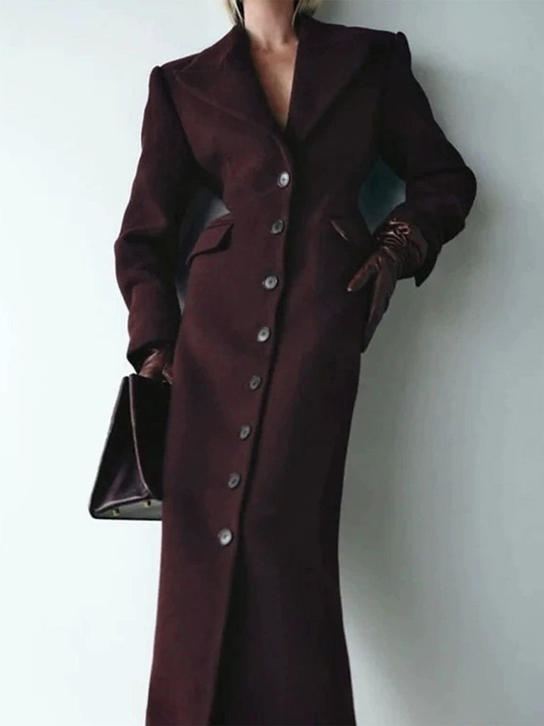 Manteau longue gris à boutons col revers unis des années 1930