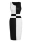 Robe crayon noire sans manches colorblock années 1960