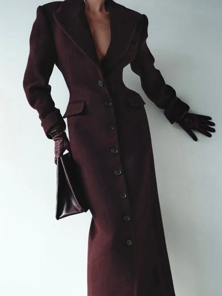 Manteau longue gris à boutons col revers unis des années 1930