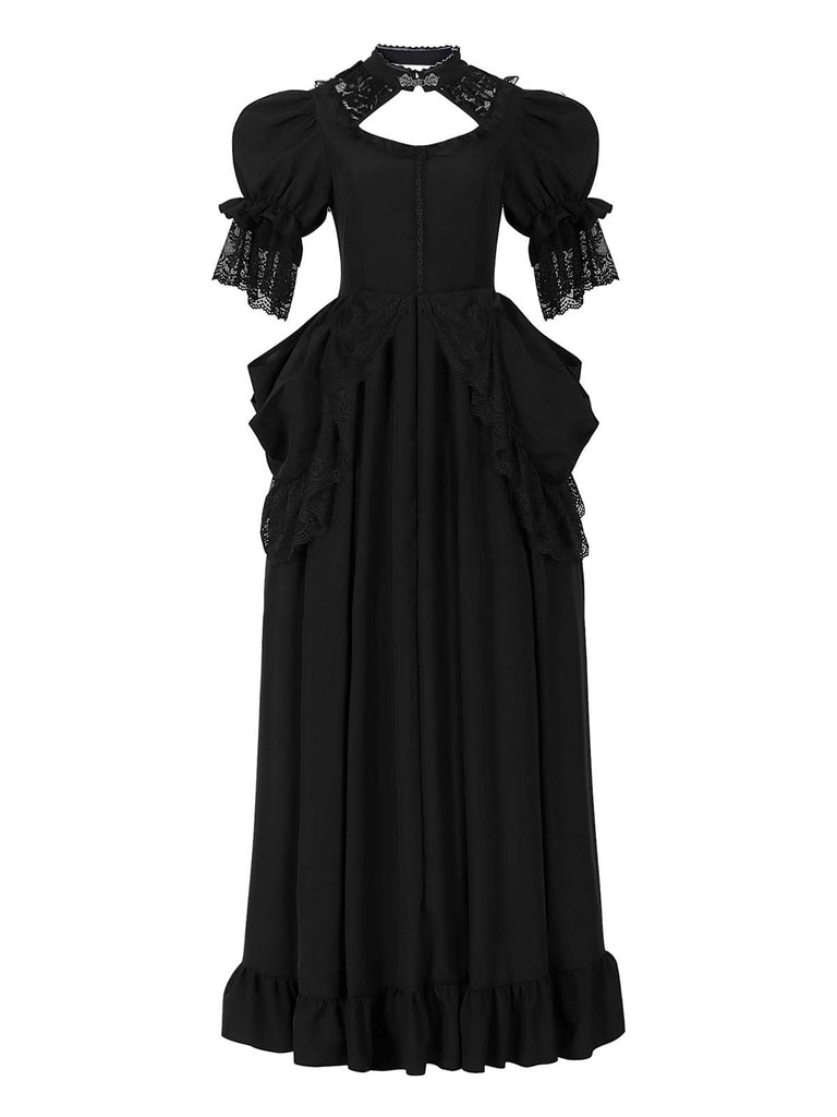 Robe en dentelle manches bouffantes de style gothique victorien des années 1980