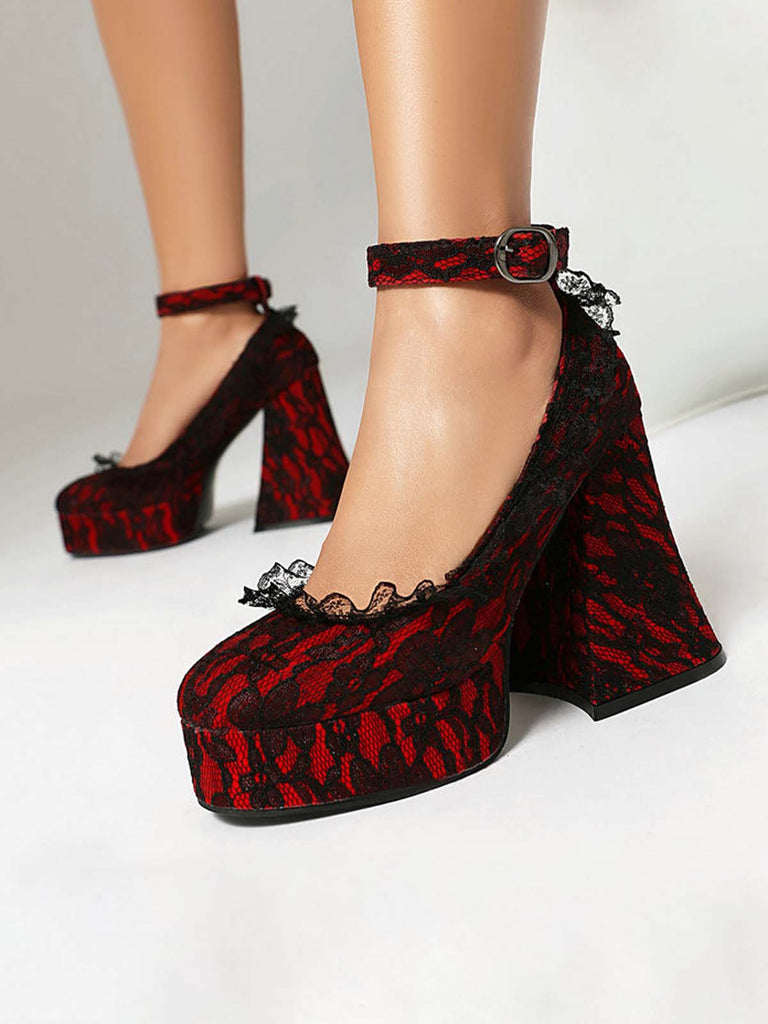 Talons épais punk en dentelle fleur d'Halloween