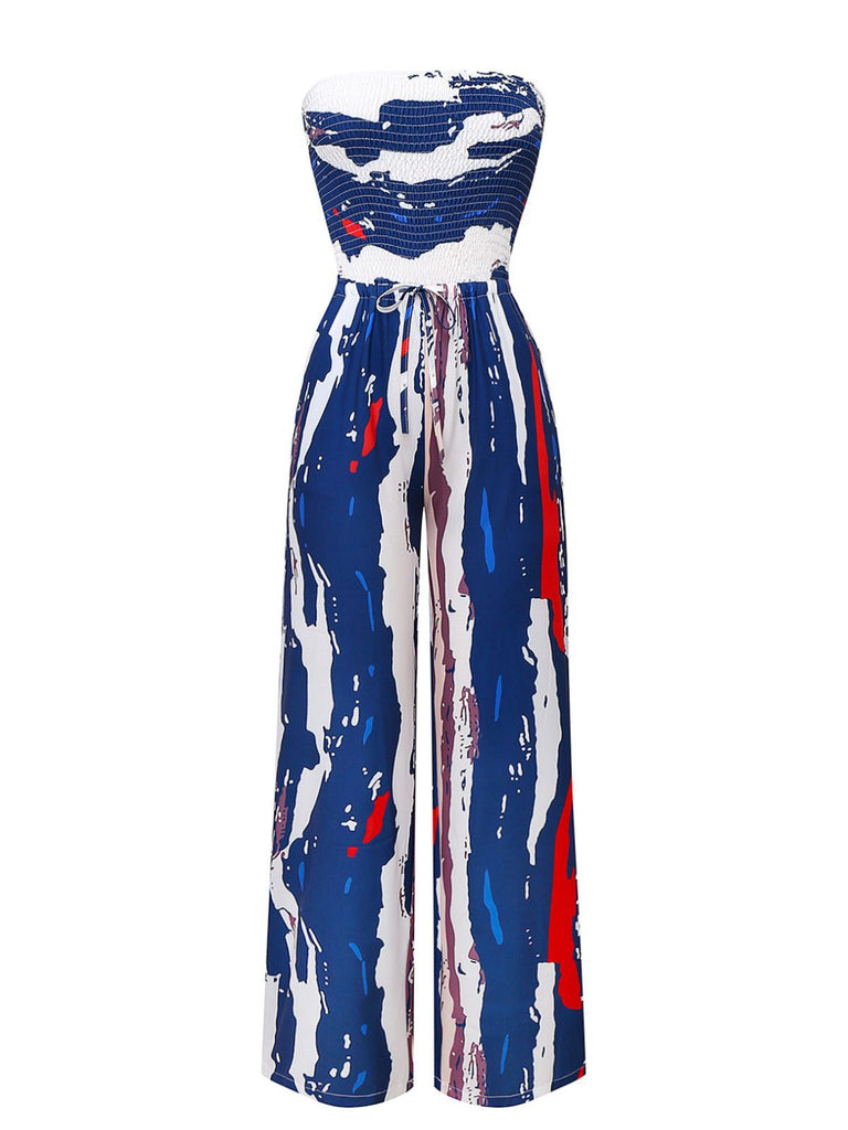 Combinaison bustier multicolore à encre éclaboussée années 1960