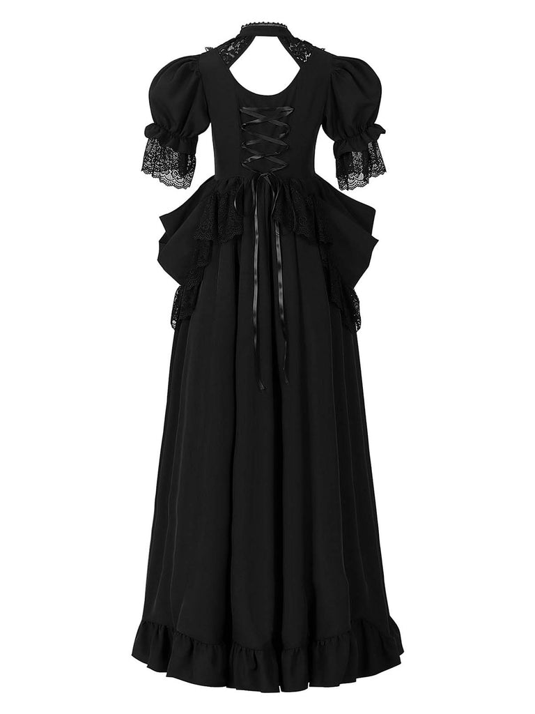 Robe en dentelle manches bouffantes de style gothique victorien des années 1980