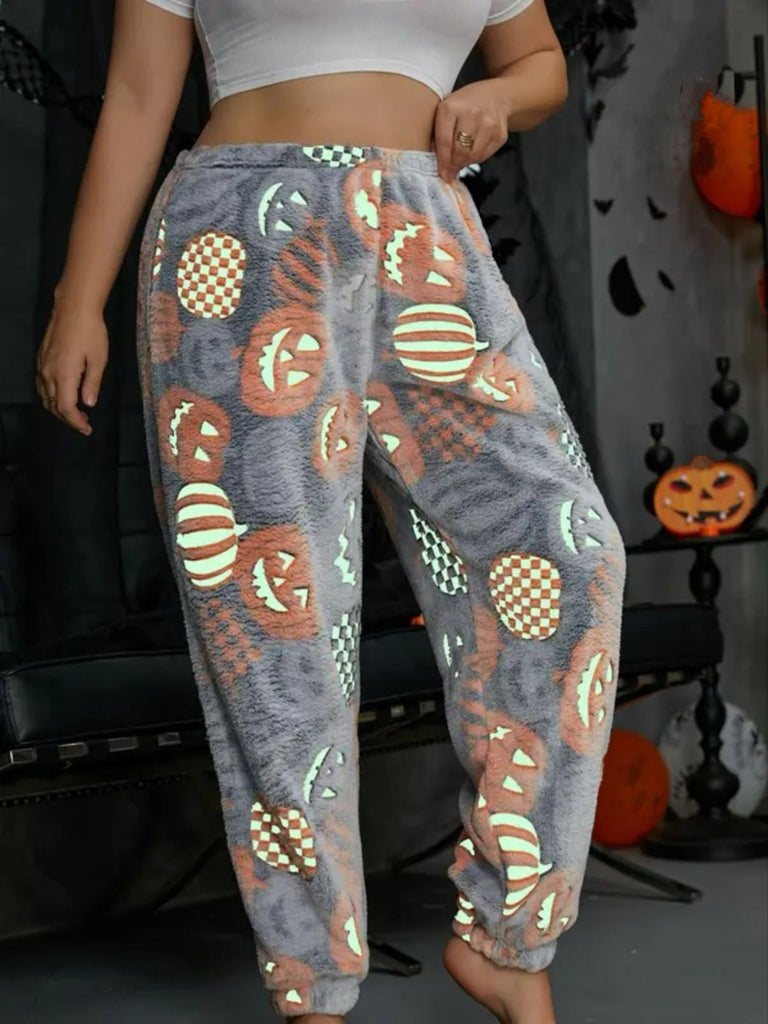 Pantalon de pyjama fantôme citrouille lumineux d'Halloween des années 1970