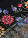 Robe noire en maille brodée de fleurs des années 1950