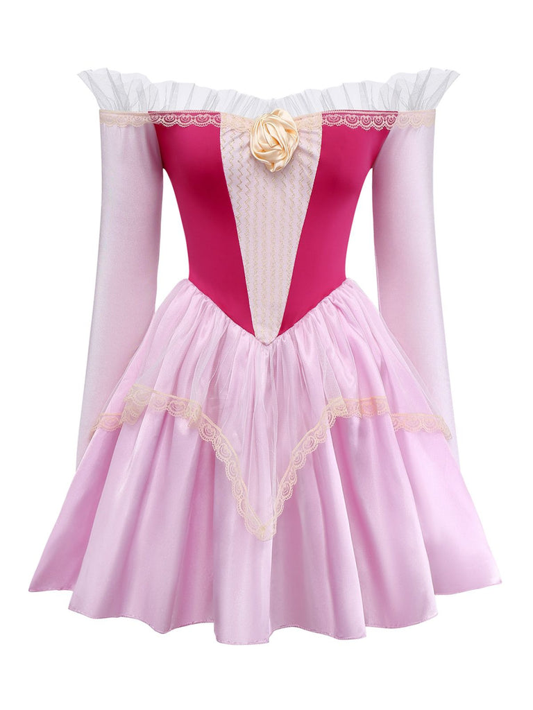 Robe princesse rose en tulle à épaules dénudées style Pinkie Pie des années 1940