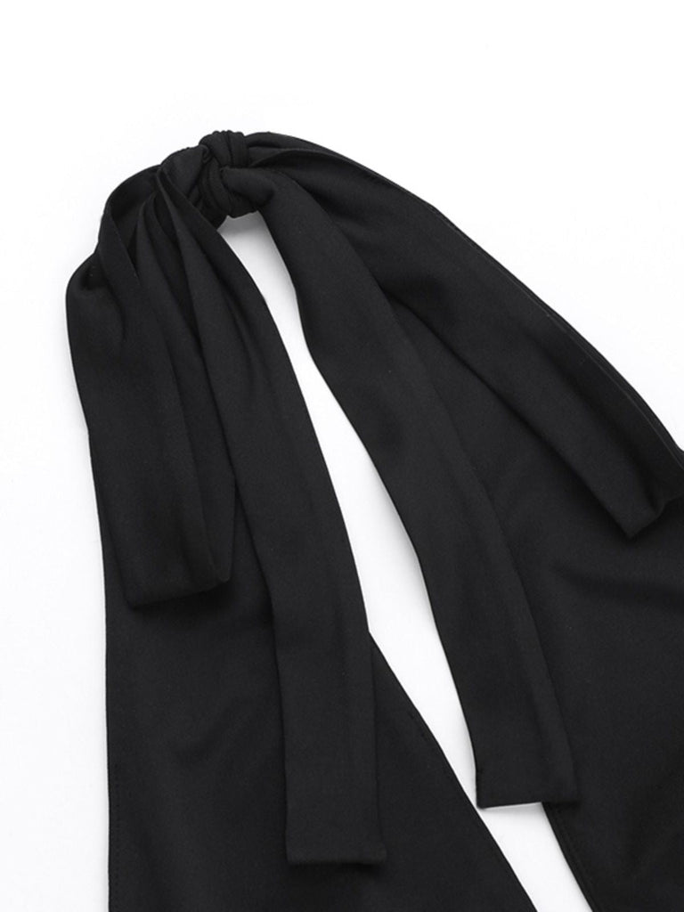 Haut dos nu noir à strass style punk des années 1980