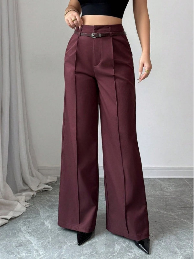 Pantalon large taille haute bordeaux des années 1960