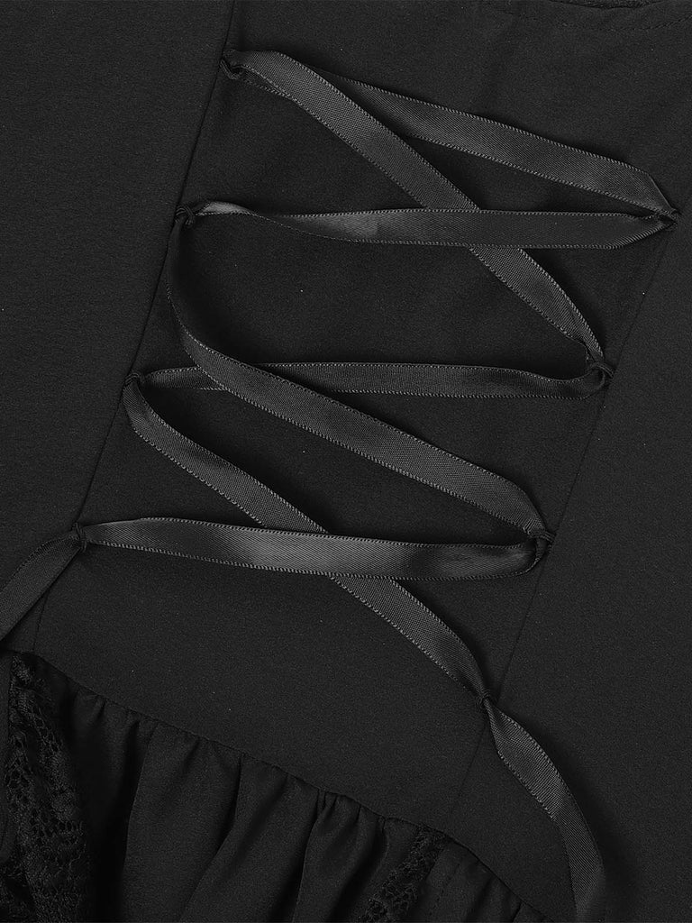 Robe en dentelle manches bouffantes de style gothique victorien des années 1980