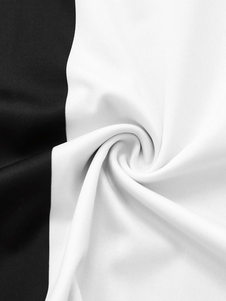 Robe crayon noire sans manches colorblock années 1960