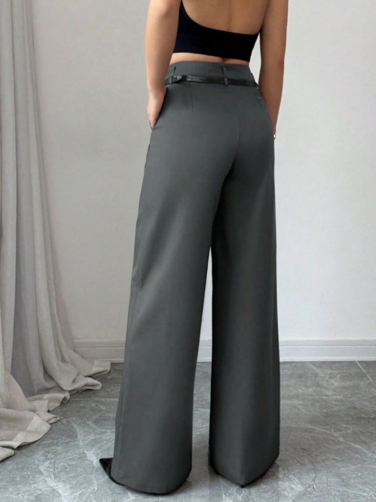 Pantalon large taille haute bordeaux des années 1960