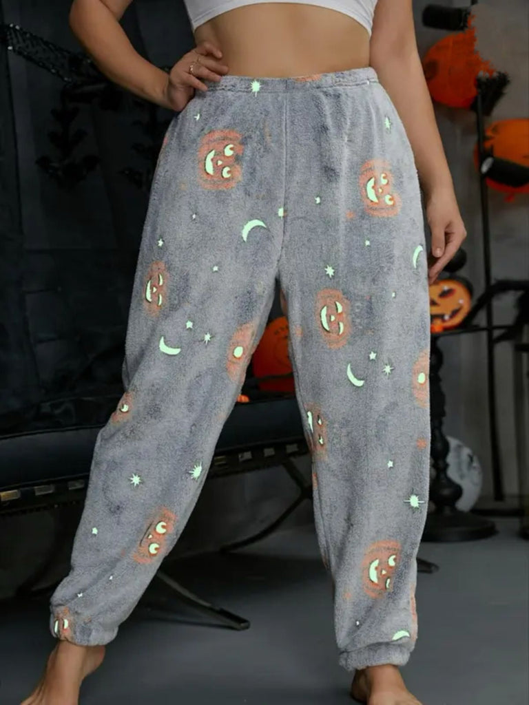 Pantalon de pyjama fantôme citrouille lumineux d'Halloween des années 1970