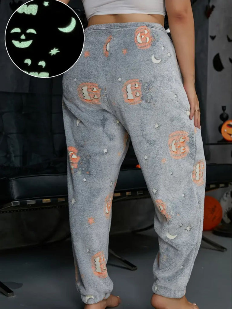 Pantalon de pyjama fantôme citrouille lumineux d'Halloween des années 1970