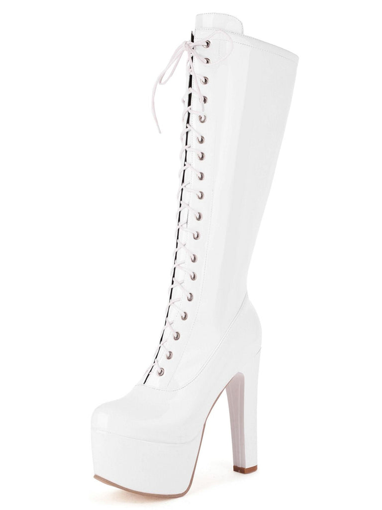 Bottes à talons aiguilles en cuir verni