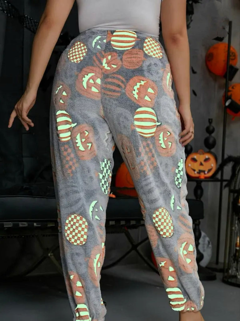 Pantalon de pyjama fantôme citrouille lumineux d'Halloween des années 1970