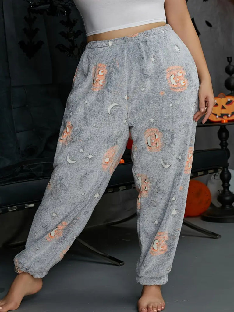 Pantalon de pyjama fantôme citrouille lumineux d'Halloween des années 1970