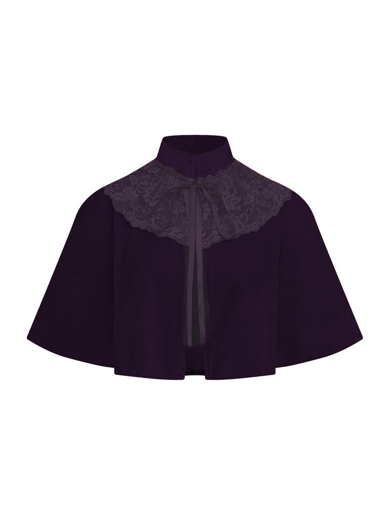 Cape patchwork en velours et dentelle unie des années 1950