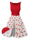 [Pré-vente] 2PCS Combishort et jupe à pois rouge et blanc des années 1950