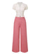2PCS chemisie tulipe rose et pantalon à boutons années 50