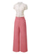 2PCS chemisie tulipe rose et pantalon à boutons années 50