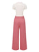 2PCS chemisie tulipe rose et pantalon à boutons années 50