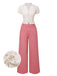 2PCS chemisie tulipe rose et pantalon à boutons années 50