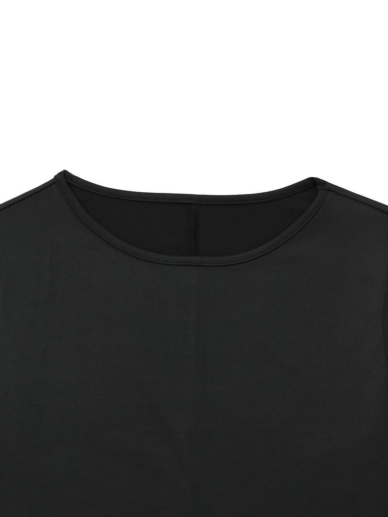 Robe crayon noire sans manches nœuds papillon latéral et fente des années 1950