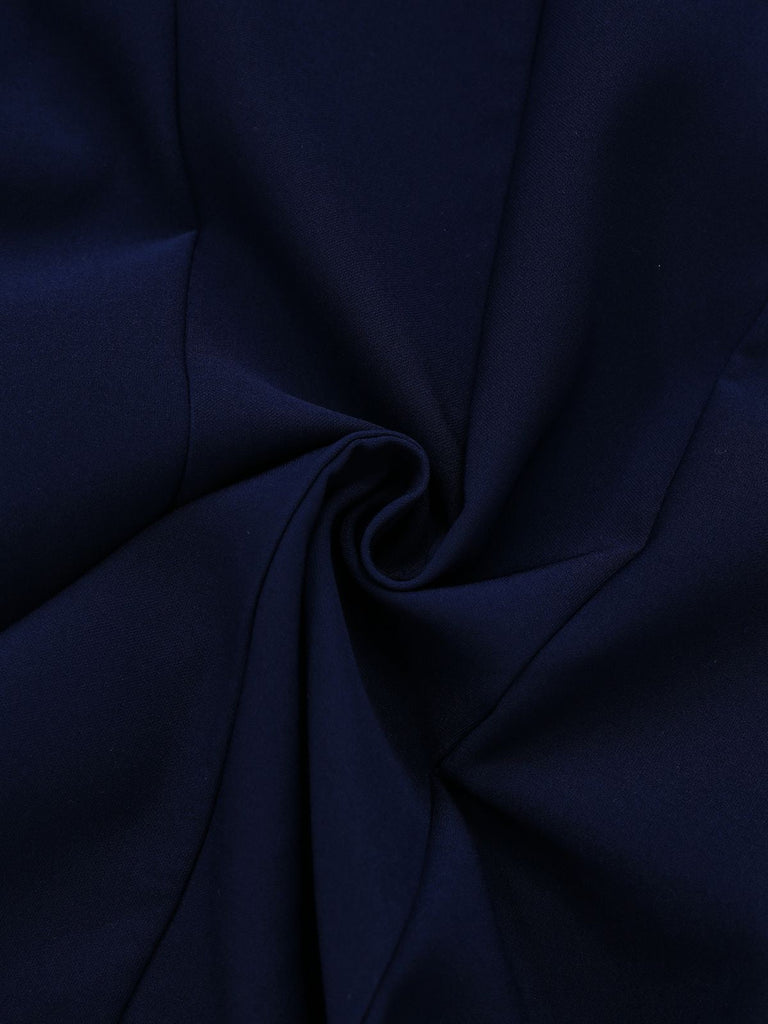 Robe bleue foncé à boutons et poignets bruts années 1960