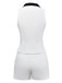 2PCS Costume blanche sans manches à col à revers années 1960