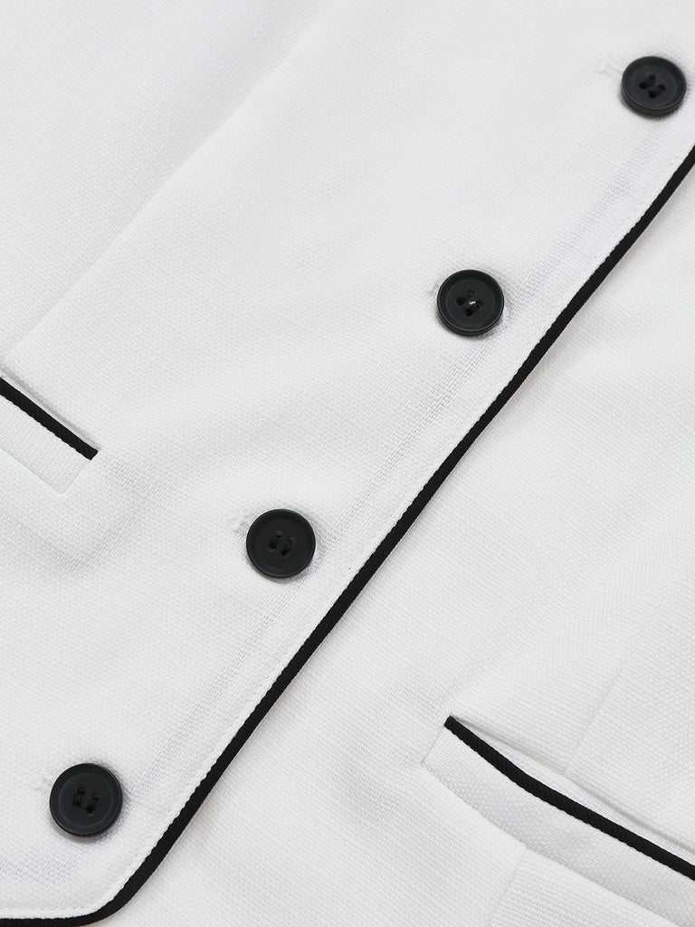 2PCS Costume blanche sans manches à col à revers années 1960