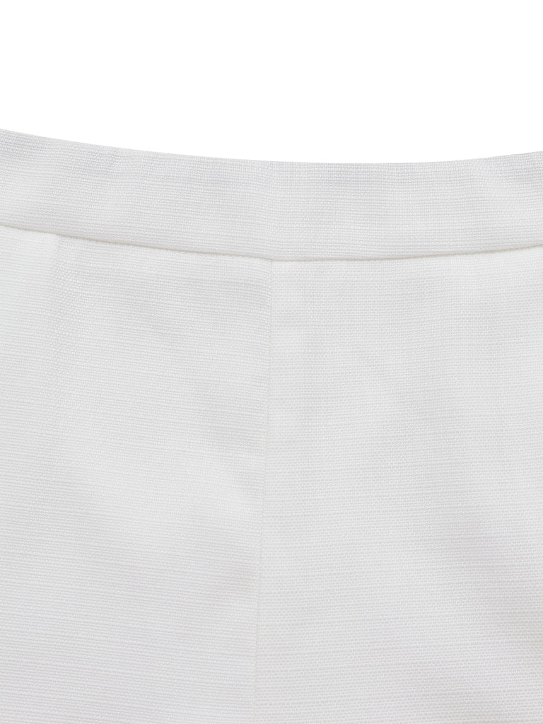 2PCS Costume blanche sans manches à col à revers années 1960