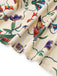 Robe beige fleurs et oiseaux à manches bouffantes années 1940
