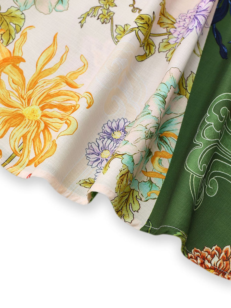 Robe fleur à manches bouffantes années 1940