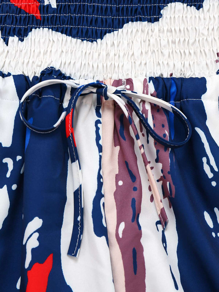 Combinaison bustier multicolore à encre éclaboussée années 1960