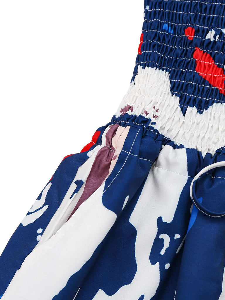 Combinaison bustier multicolore à encre éclaboussée années 1960