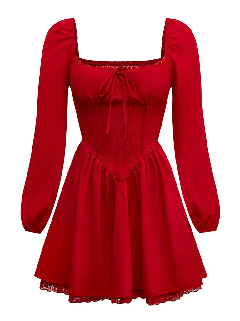 Robe gothique en dentelle avec nœud papillon années 1950