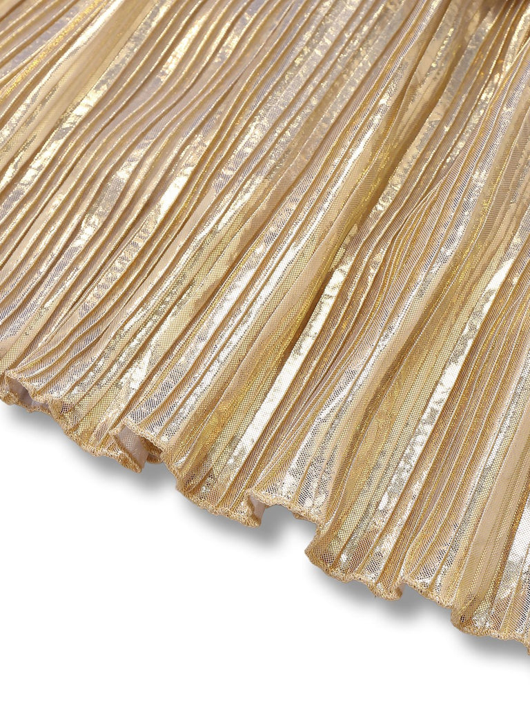 Robe à bretelles spaghetti métallisée dorée des années 1930