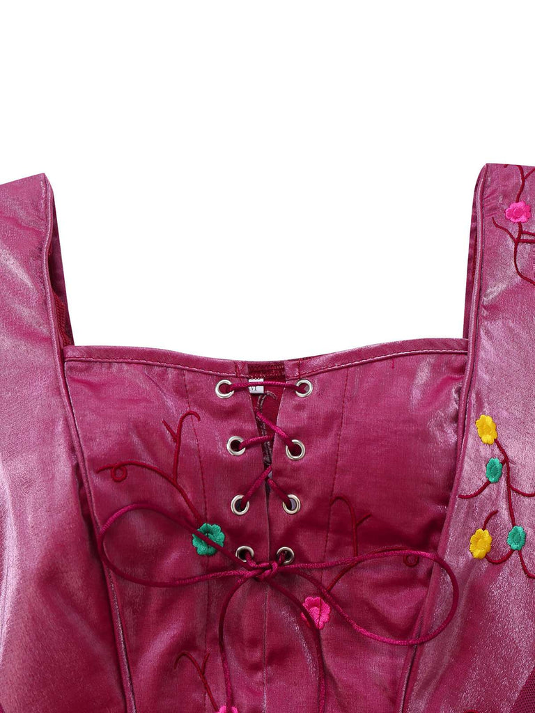 Ensemble haut et jupe à fleurs en dentelle violet Sarah Sanderson des années 1930