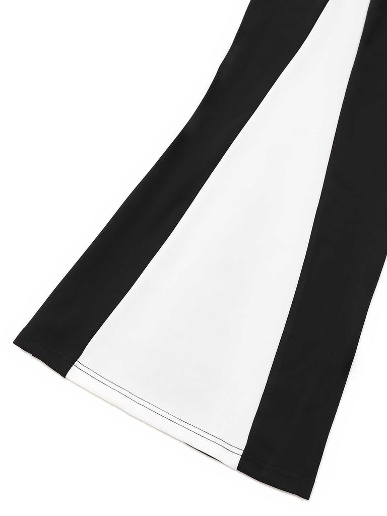 Combinaison dos nu noir et blanc patchwork des années 1960