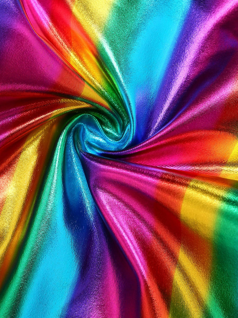 Combinaison dos nu disco blocs de couleurs arc-en-ciel des années 1970