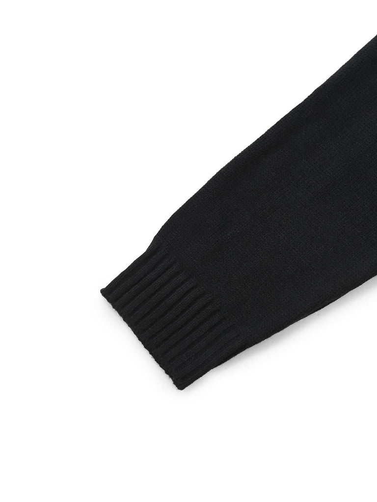 Pull en tricot noire à squelette Halloween années 1950