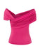 Haut uni à épaules dénudées décoration rose 3D des années 1960