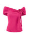 Haut uni à épaules dénudées décoration rose 3D des années 1960