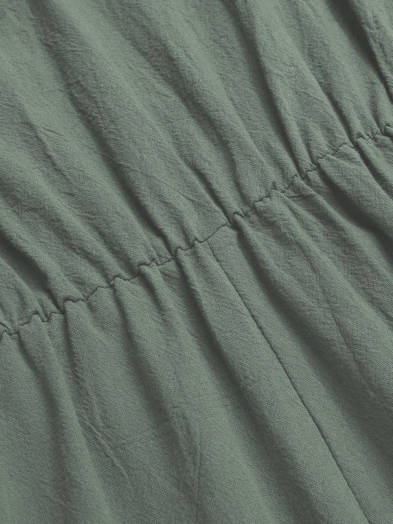 Combishort en coton verte uni manches volantées des années 1950