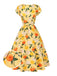 Robe froncée à fleurs d'hortensia jaune des années 1950