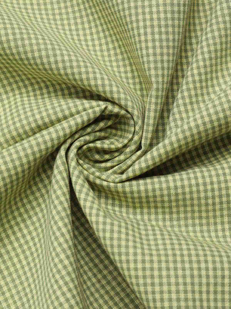 Robe en coton à carreaux vichy et dentelle verte des années 1940