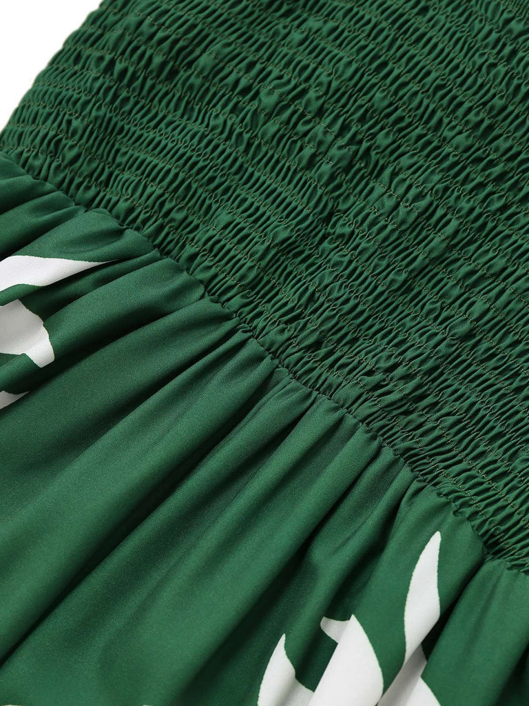 Combinaison florale à smocks et bretelles larges torsadées creuses des années 1930