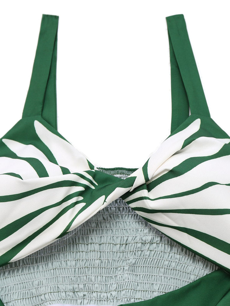 Combinaison florale à smocks et bretelles larges torsadées creuses des années 1930